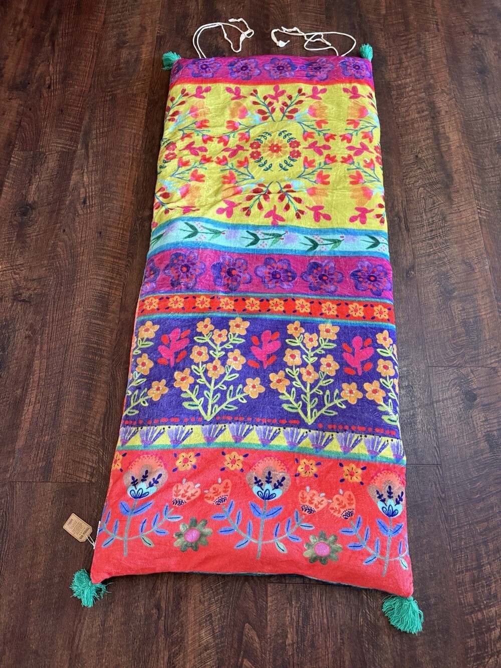 Natural Life Bed Roll Throw Bed Floral Boho Plush Floor Pillow Lounge New